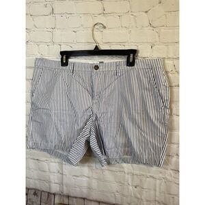 Old Navy Shorts Women Sz 16 Blue/White CottonBlend Low Waist Casual Beach Safari